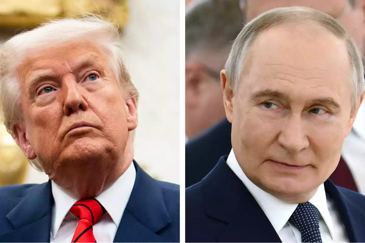 Two men in suits and ties looking in opposite directions.
