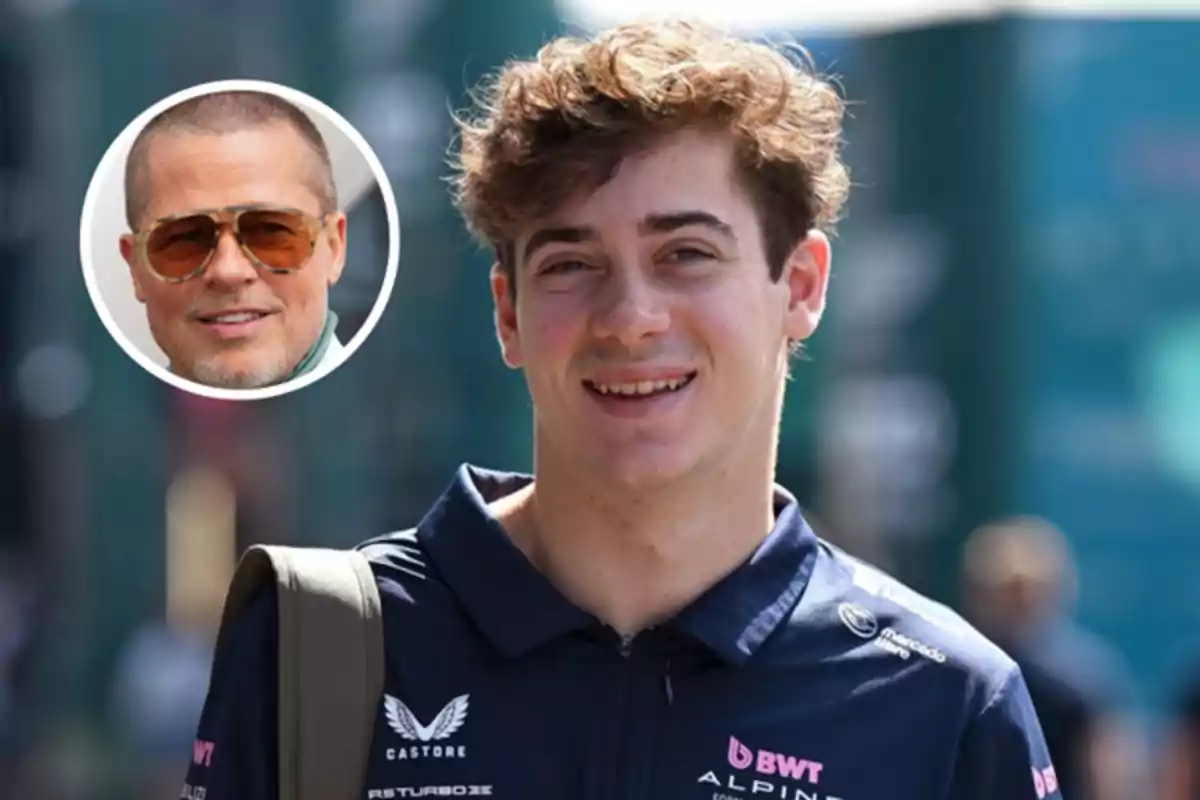 Joven con uniforme deportivo sonríe mientras en la esquina superior izquierda aparece un recuadro con el rostro de un hombre usando gafas de sol.