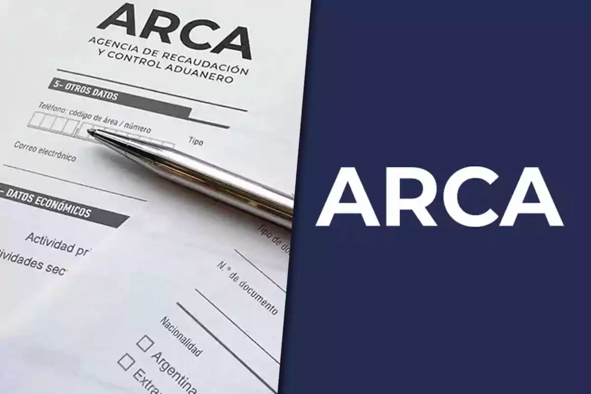 Customs Revenue and Control Agency form with a silver pen and the ARCA logo on a blue background
