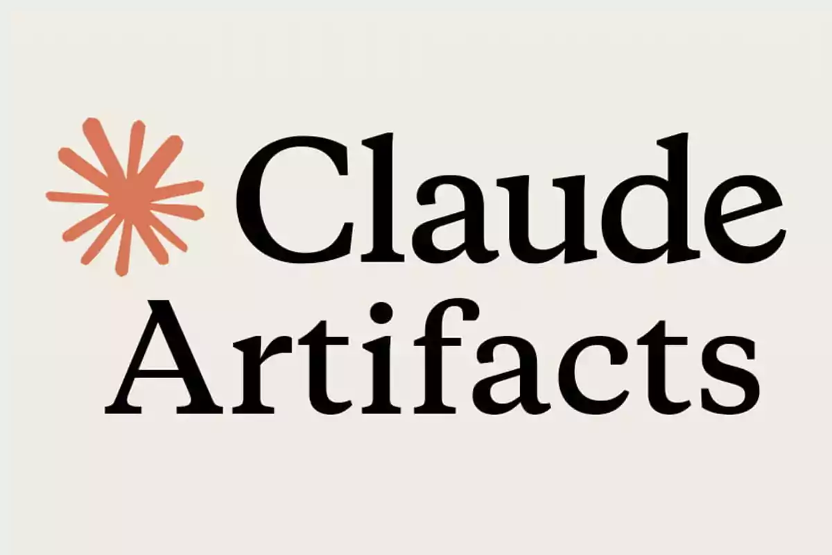 Logotipo de Claude Artifacts con una figura de asterisco naranja a la izquierda del texto en fondo claro