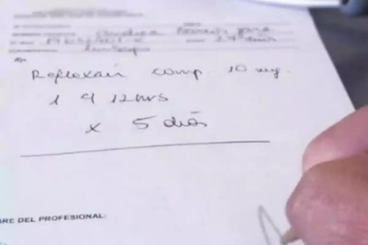 Handwritten prescription with medication instructions and a person signing the document Handwritten prescription with medication instructions and a person signing the document