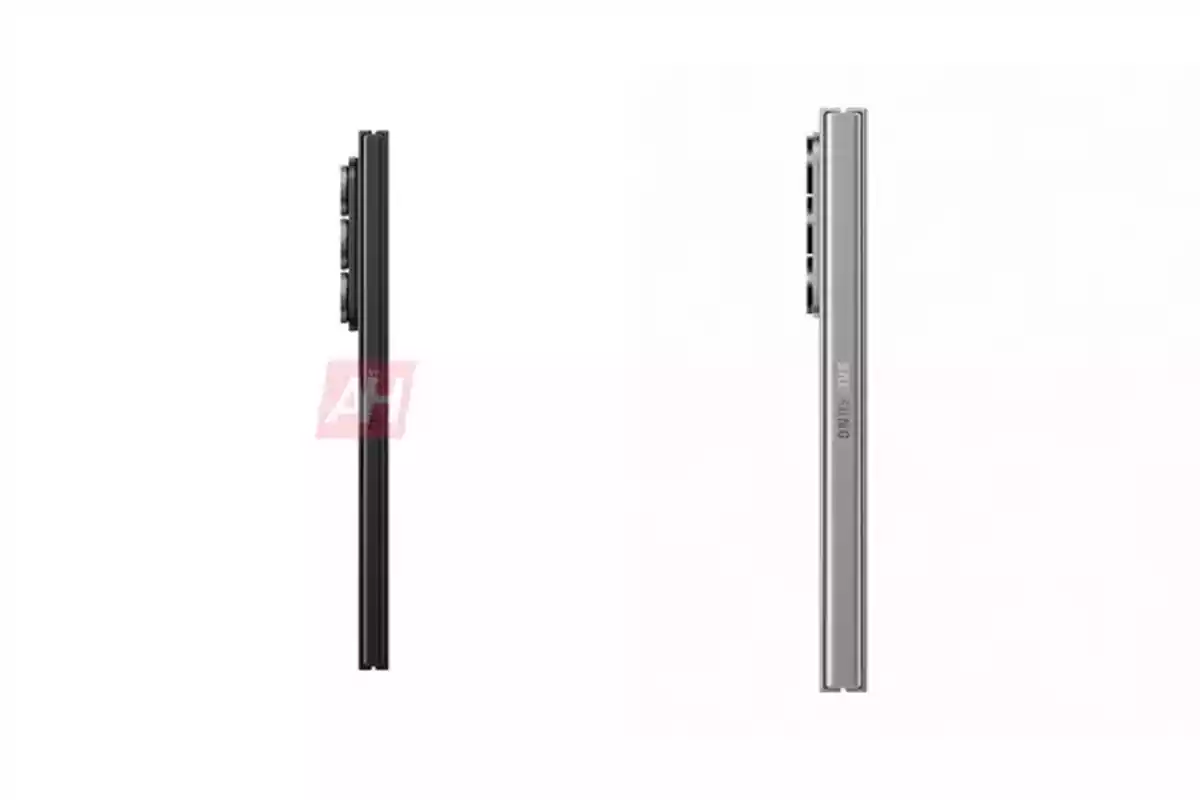 Dos teléfonos inteligentes plegables vistos de perfil, uno en color negro y otro en color plateado, ambos mostrando el grosor del dispositivo y el módulo de cámaras traseras. Dos teléfonos inteligentes plegables vistos de perfil, uno en color negro y otro en color plateado, ambos mostrando el grosor del dispositivo y el módulo de cámaras traseras.