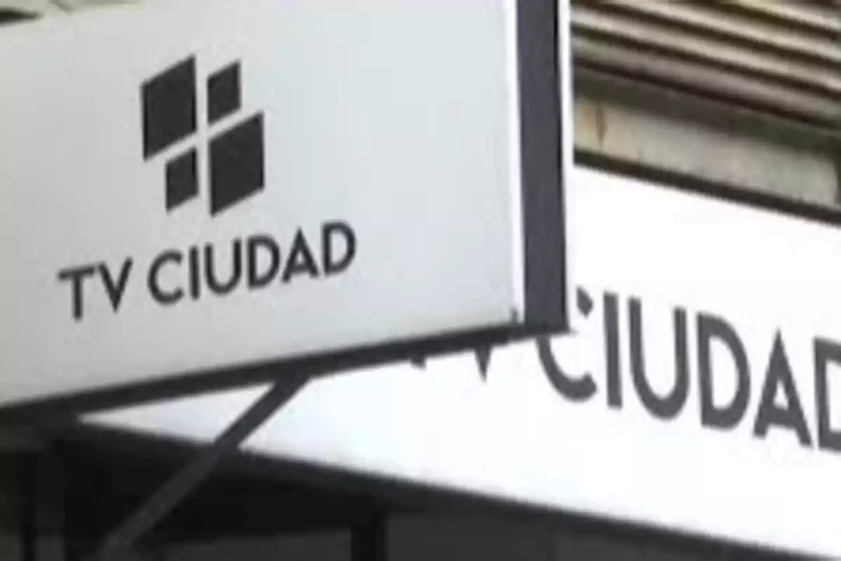 TV Ciudad sign on the facade of a building