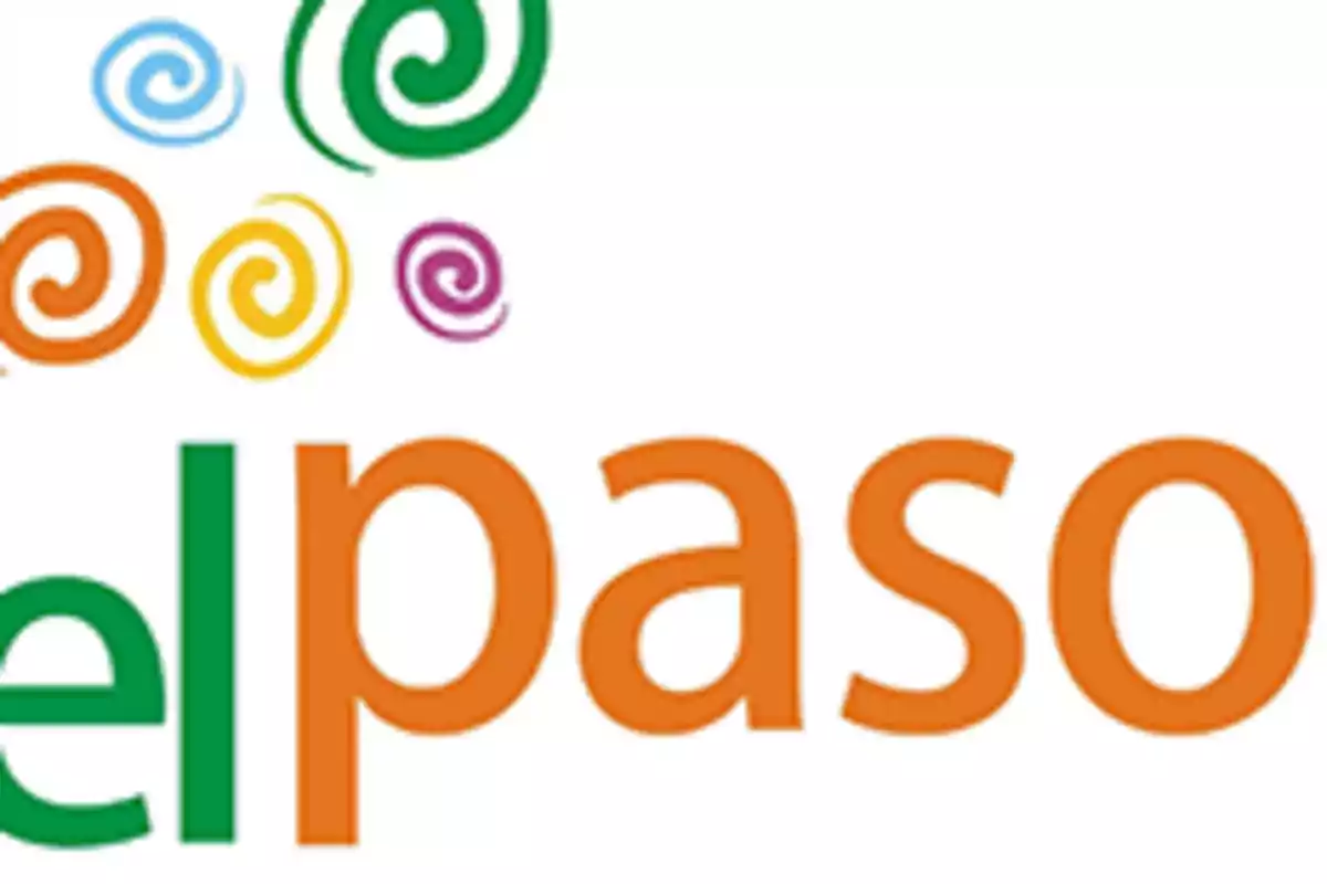 Logo colorido con la palabra elpaso y espirales de colores en la parte superior izquierda Logo colorido con la palabra elpaso y espirales de colores en la parte superior izquierda