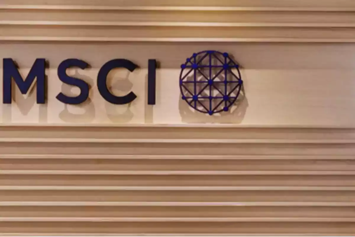 MSCI logo on a wooden wall with horizontal lines
