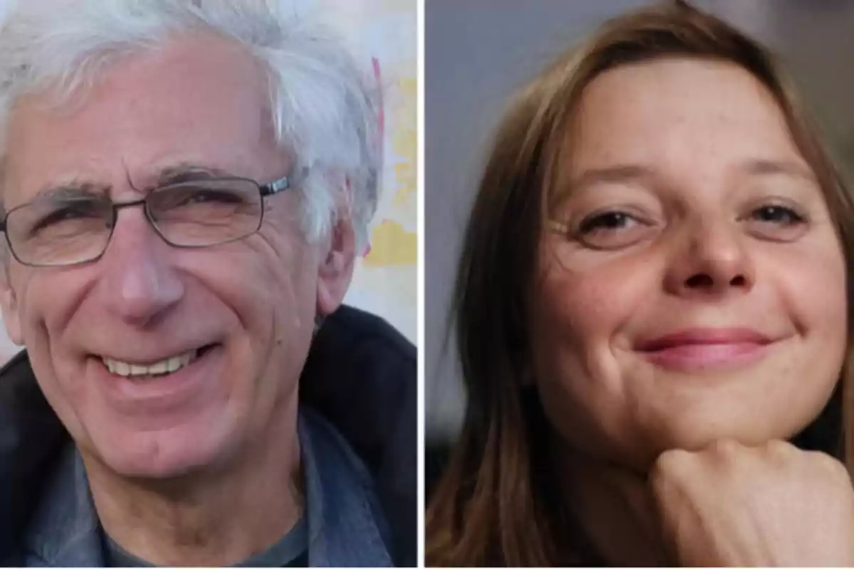 Dos personas sonrientes, un hombre de cabello canoso y gafas a la izquierda y una mujer de cabello castaño claro a la derecha Dos personas sonrientes, un hombre de cabello canoso y gafas a la izquierda y una mujer de cabello castaño claro a la derecha