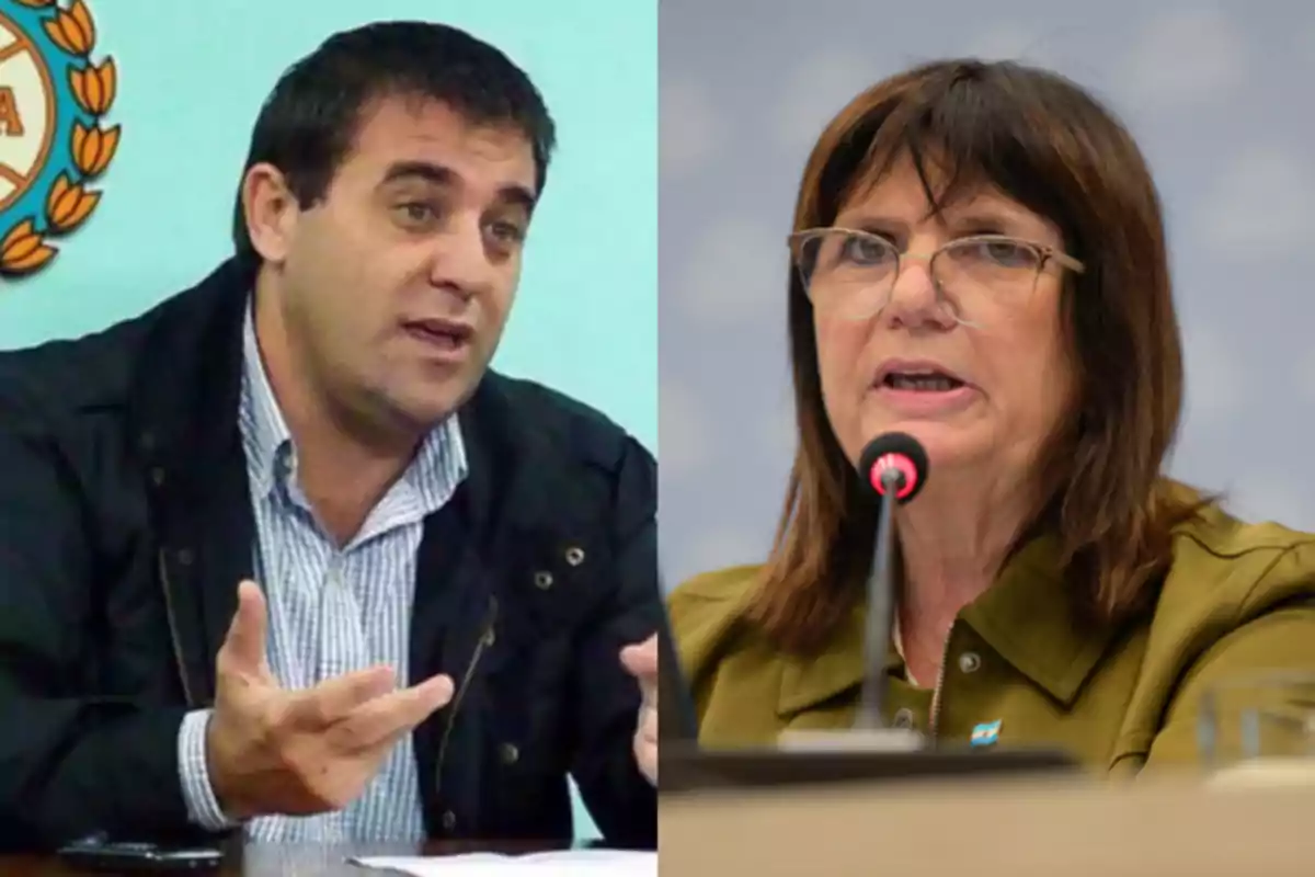 A man with short hair and a woman with glasses and straight hair, both in different settings, one speaking with gestures and the other in front of a microphone.