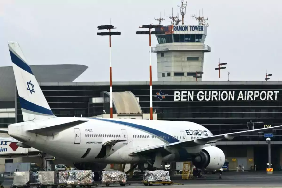 El Al Israeli airline plane parked in front of the Ben Gurion Airport terminal El Al Israeli airline plane parked in front of the Ben Gurion Airport terminal