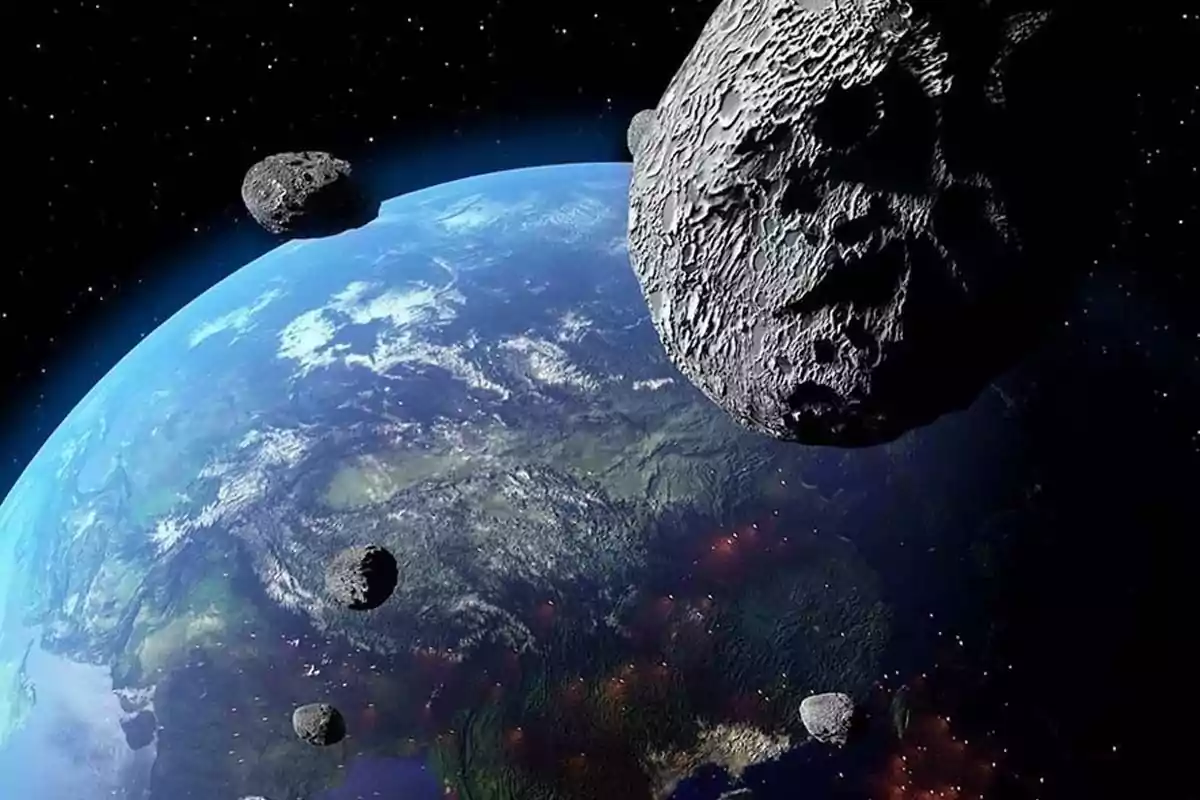 Several asteroids are approaching Earth from outer space. Several asteroids are approaching Earth from outer space.