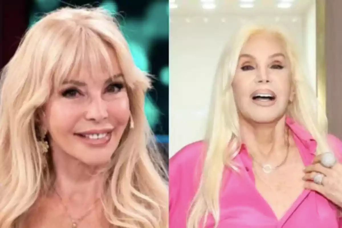 Two blonde women pose smiling in a split image; one is wearing a pink blouse and the other has a hairstyle with bangs.