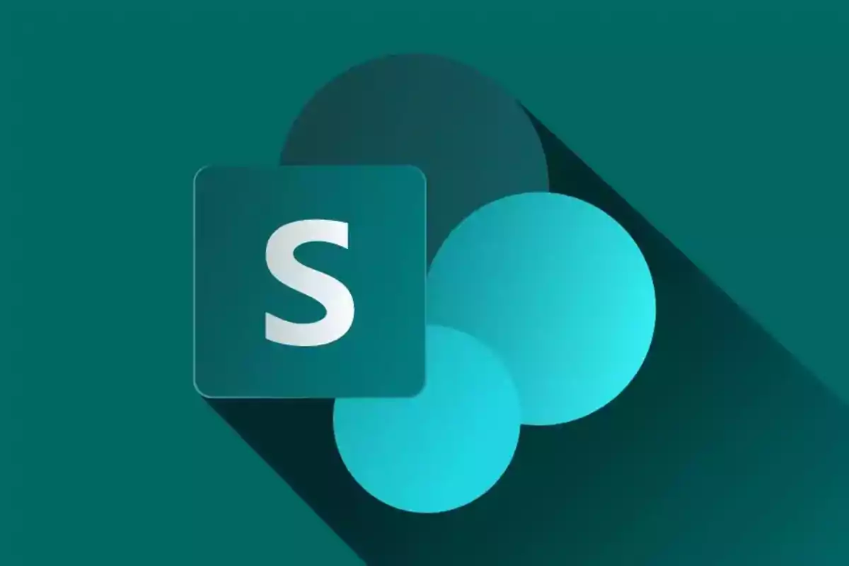 Microsoft SharePoint logo with a green background and blue circular shapes Microsoft SharePoint logo with a green background and blue circular shapes