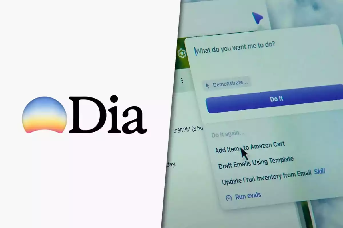Dia logo on the left and a digital interface with automation options on the right