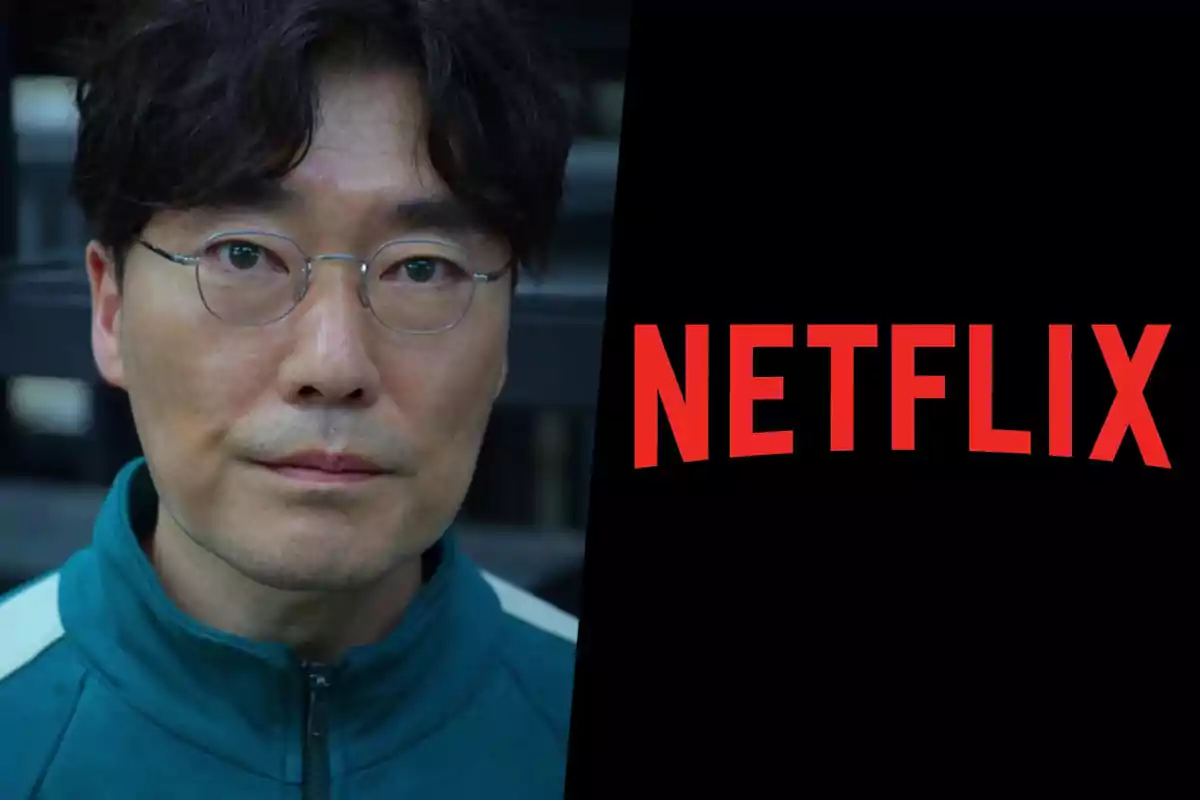 A man wearing glasses and a green jacket appears next to the Netflix logo on a black background.