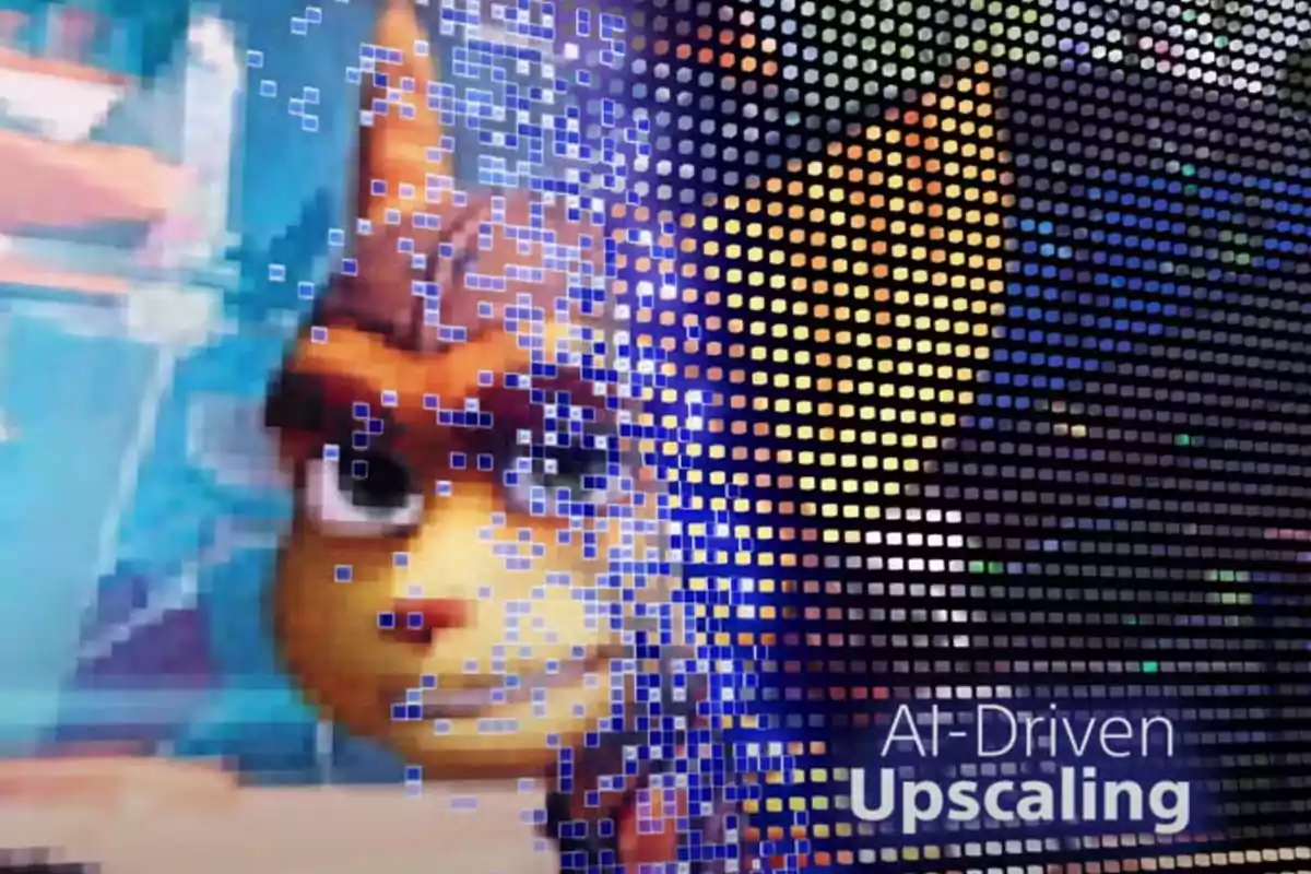 Imagen que muestra la mejora de calidad de un personaje animado mediante el uso de inteligencia artificial para el aumento de resolución Imagen que muestra la mejora de calidad de un personaje animado mediante el uso de inteligencia artificial para el aumento de resolución