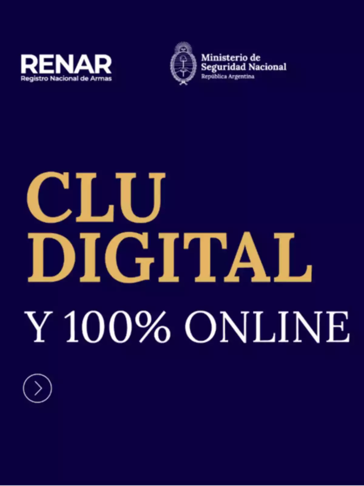 Image with a dark blue background showing the logos of RENAR and the Ministry of National Security of Argentina next to the text Image with a dark blue background showing the logos of RENAR and the Ministry of National Security of Argentina next to the text