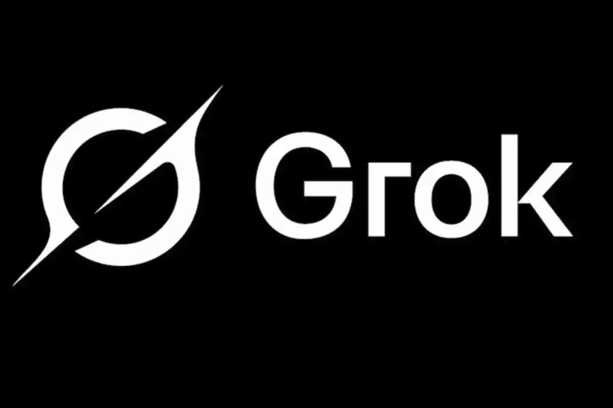 Logo de Grok con fondo negro y letras blancas Logo de Grok con fondo negro y letras blancas
