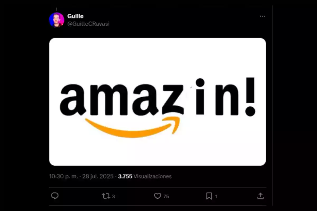 Logo de Amazon editado para que diga amazin con un signo de admiración al final usando la misma tipografía y la flecha característica Logo de Amazon editado para que diga amazin con un signo de admiración al final usando la misma tipografía y la flecha característica