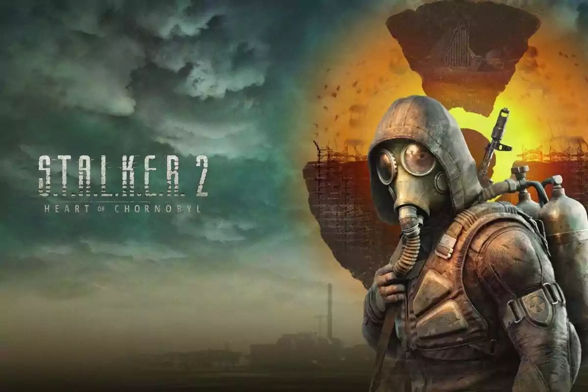 Cover of the video game S.T.A.L.K.E.R. 2 Heart of Chornobyl featuring a character wearing a gas mask and an apocalyptic background Cover of the video game S.T.A.L.K.E.R. 2 Heart of Chornobyl featuring a character wearing a gas mask and an apocalyptic background