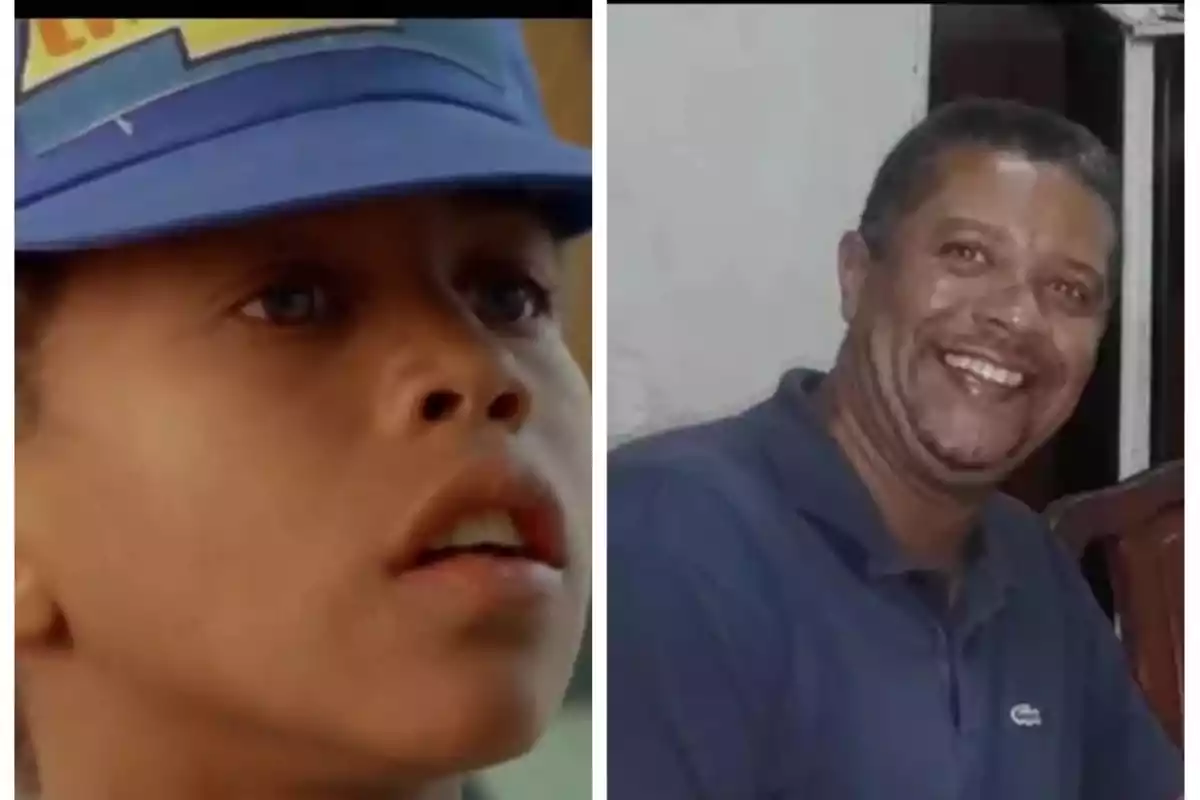 Comparación de dos fotos de la misma persona en diferentes etapas de la vida, una de niño usando una gorra azul y otra de adulto sonriendo con una camisa azul Comparación de dos fotos de la misma persona en diferentes etapas de la vida, una de niño usando una gorra azul y otra de adulto sonriendo con una camisa azul