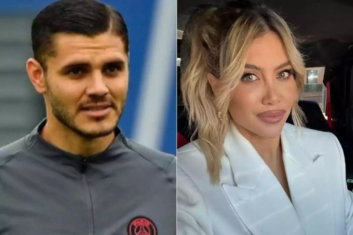 Dos personas en una imagen dividida, un hombre con chaqueta deportiva a la izquierda y una mujer rubia con saco blanco a la derecha.