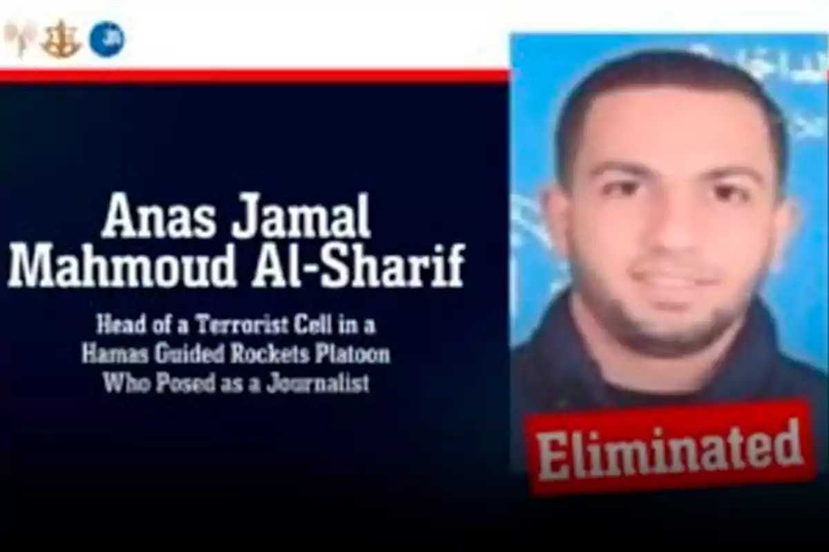 Image with the name Anas Jamal Mahmoud Al-Sharif, a photo of a man, and the word Eliminated in red Image with the name Anas Jamal Mahmoud Al-Sharif, a photo of a man, and the word Eliminated in red