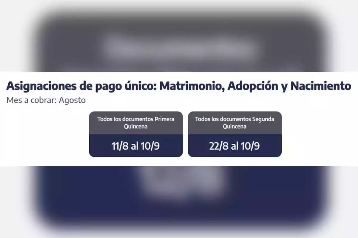 Payment schedule for marriage, adoption, and birth allowances for the month of August, with dates from August 11 to September 10 for the first half of the month and from August 22 to September 10 for the second half. Payment schedule for marriage, adoption, and birth allowances for the month of August, with dates from August 11 to September 10 for the first half of the month and from August 22 to September 10 for the second half.