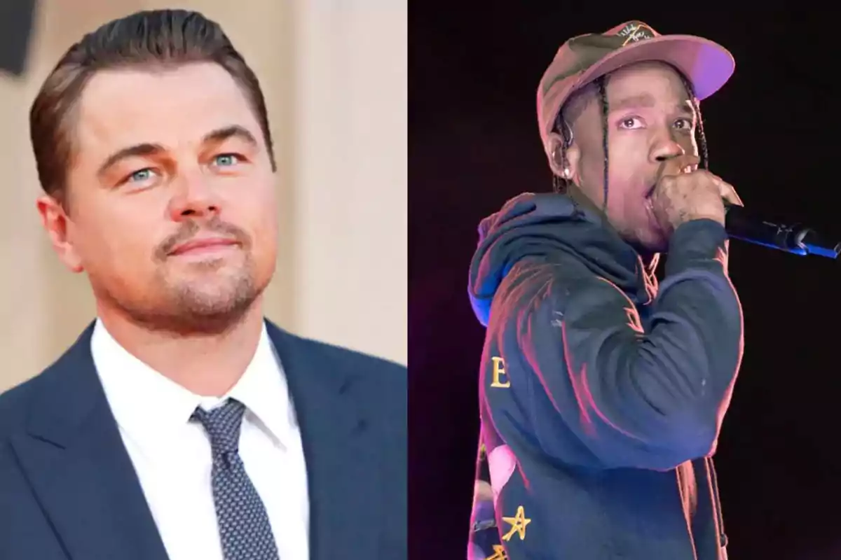 Two people, one dressed in a suit and tie looking straight ahead and the other wearing a cap and sweatjersey singing with a microphone. Two people, one dressed in a suit and tie looking straight ahead and the other wearing a cap and sweatjersey singing with a microphone.