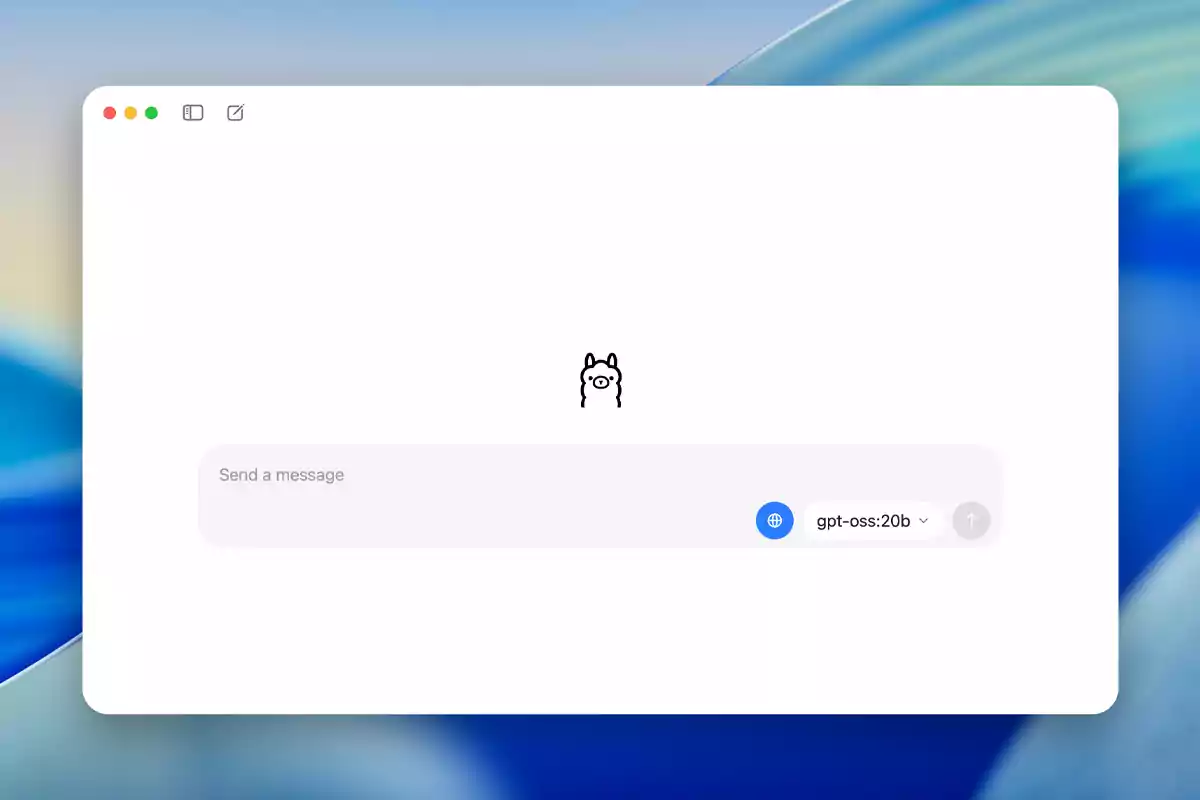 Ventana de chat minimalista con un dibujo de una llama en el centro y un campo para enviar mensajes en la parte inferior Ventana de chat minimalista con un dibujo de una llama en el centro y un campo para enviar mensajes en la parte inferior