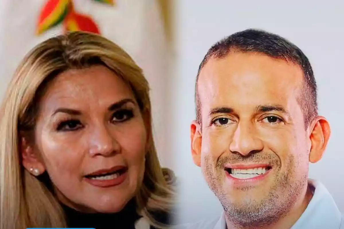 Two people, a blonde woman on the left and a short-haired man on the right, both looking at the camera.