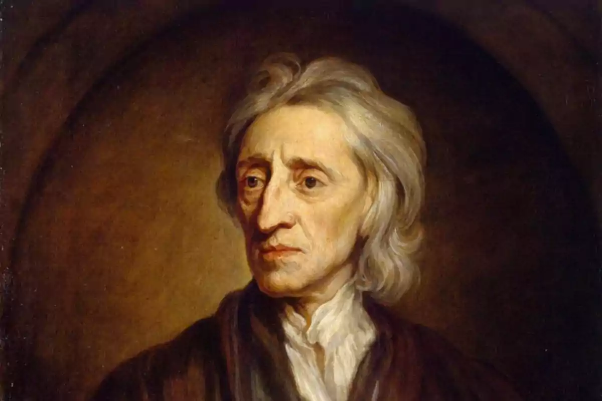 Oil portrait of an elderly man with gray hair and a serious expression against a dark background