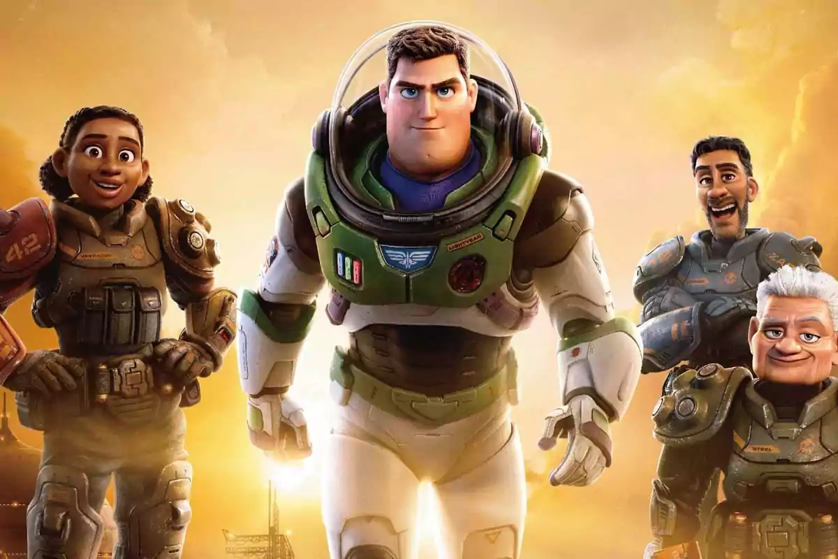 Four animated characters in spacesuits move forward together with determined expressions against an orange sky background. Four animated characters in spacesuits move forward together with determined expressions against an orange sky background.