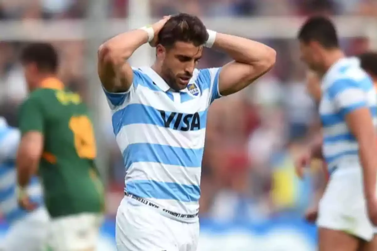 Argentine rugby player with a look of frustration during a match Argentine rugby player with a look of frustration during a match