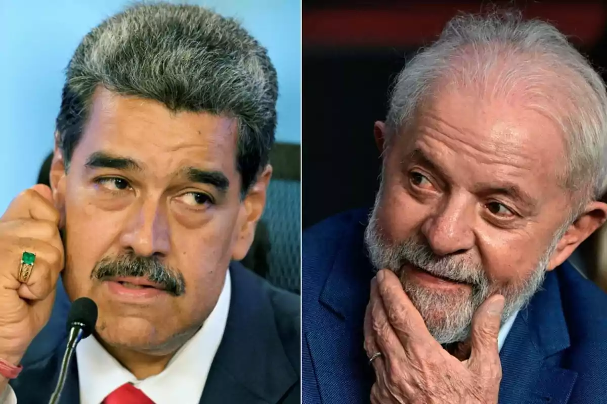Dos hombres mayores con barba y cabello canoso mirándose el uno al otro, ambos con expresión seria y pensativa.