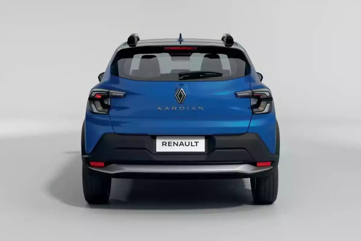 Rear view of a blue Renault Kardian against a light background Rear view of a blue Renault Kardian against a light background