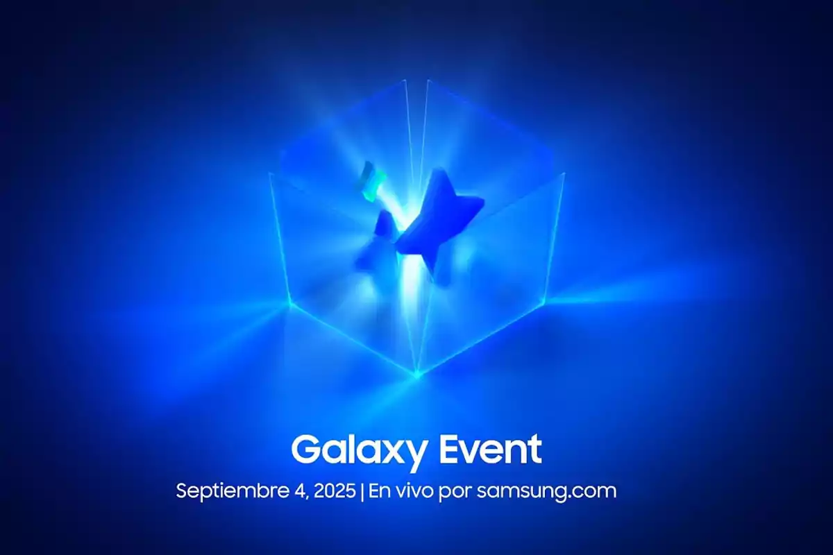 Invitación digital en tonos azules para el Galaxy Event de Samsung que se celebrará el 4 de septiembre de 2025 con transmisión en vivo por samsung.com Invitación digital en tonos azules para el Galaxy Event de Samsung que se celebrará el 4 de septiembre de 2025 con transmisión en vivo por samsung.com