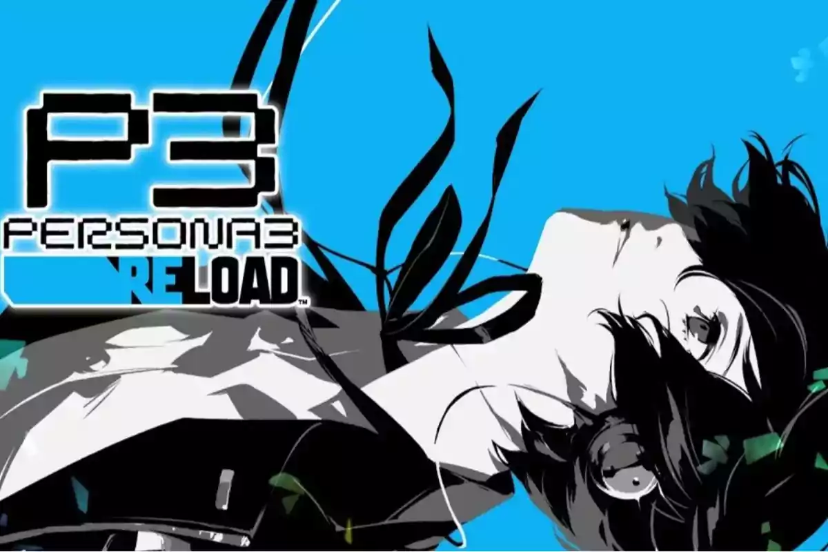 Portada del videojuego Persona 3 Reload con un personaje de cabello oscuro mirando hacia arriba sobre un fondo azul