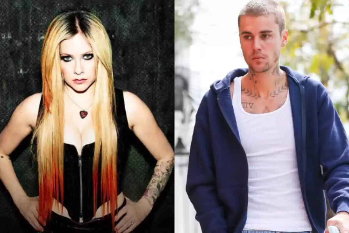 Two people posing, one with long blonde hair and the other with short hair and casual clothes Two people posing, one with long blonde hair and the other with short hair and casual clothes