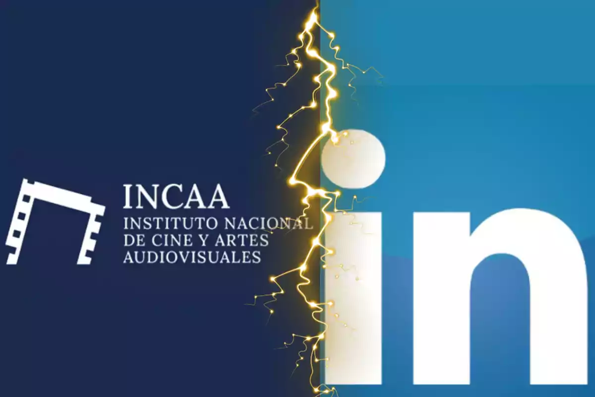 INCAA and LinkedIn logos separated by a bright yellow lightning bolt in the center