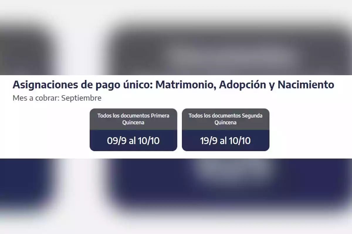 Payment schedule for marriage, adoption, and birth allowances for September, with dates from September 9 to October 10 for the first half of the month and from September 19 to October 10 for the second half. Payment schedule for marriage, adoption, and birth allowances for September, with dates from September 9 to October 10 for the first half of the month and from September 19 to October 10 for the second half.