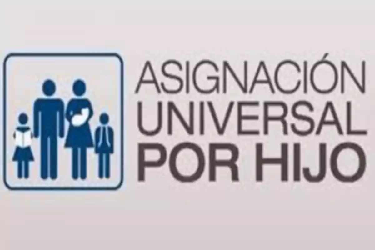 Logo de la Asignación Universal por Hijo con ilustración de una familia y texto explicativo