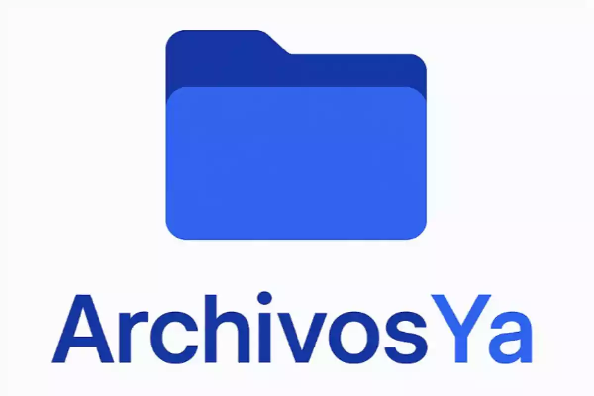Blue folder on a light background with the text ArchivosYa at the bottom Blue folder on a light background with the text ArchivosYa at the bottom