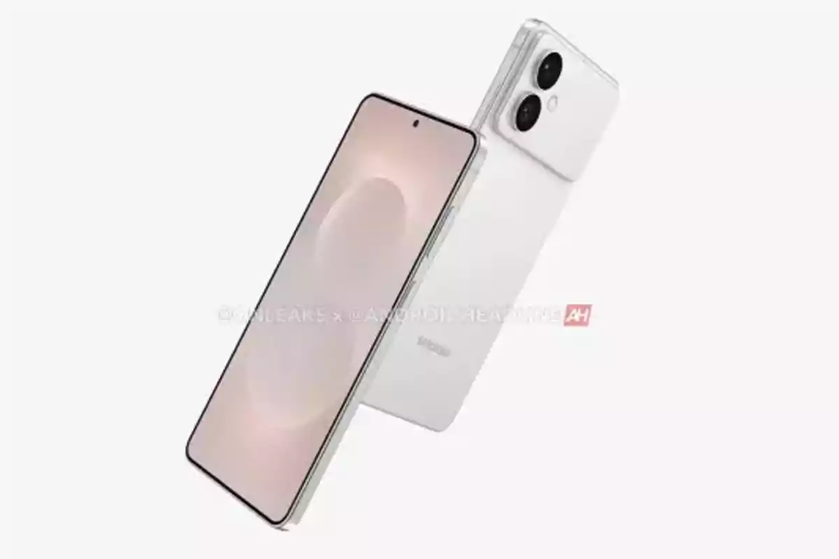 Two white smartphones with a modern design and dual rear cameras Two white smartphones with a modern design and dual rear cameras