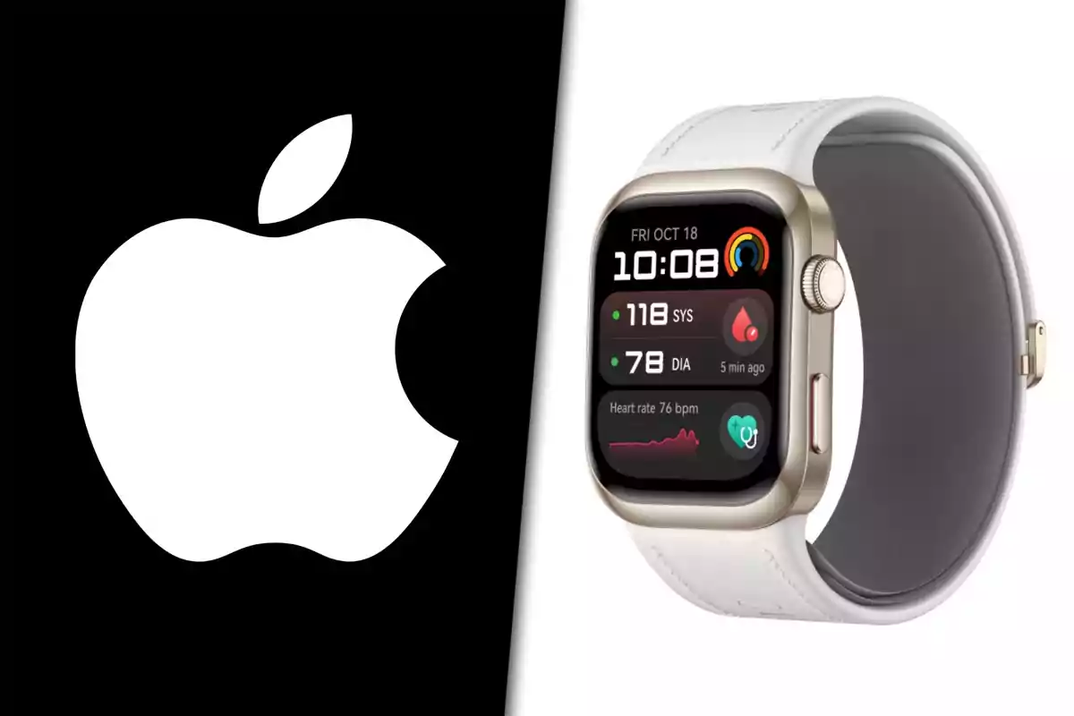 Apple logo and Huawei smartwatch