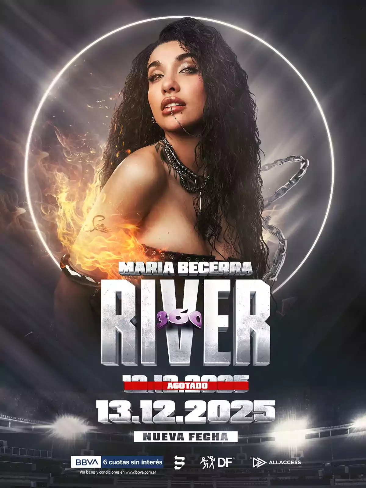 Promotional poster for a María Becerra concert at River Plate with the date December 13, 2025 and the caption new date Promotional poster for a María Becerra concert at River Plate with the date December 13, 2025 and the caption new date