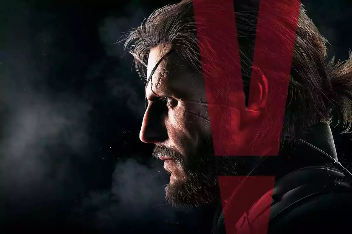 Profile of a man with scars on his face and a beard, against a dark background with a large red letter V superimposed. Profile of a man with scars on his face and a beard, against a dark background with a large red letter V superimposed.