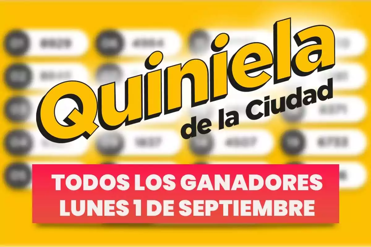 City Lottery Results Board with a yellow background and text announcing all the winners from Monday, September 1