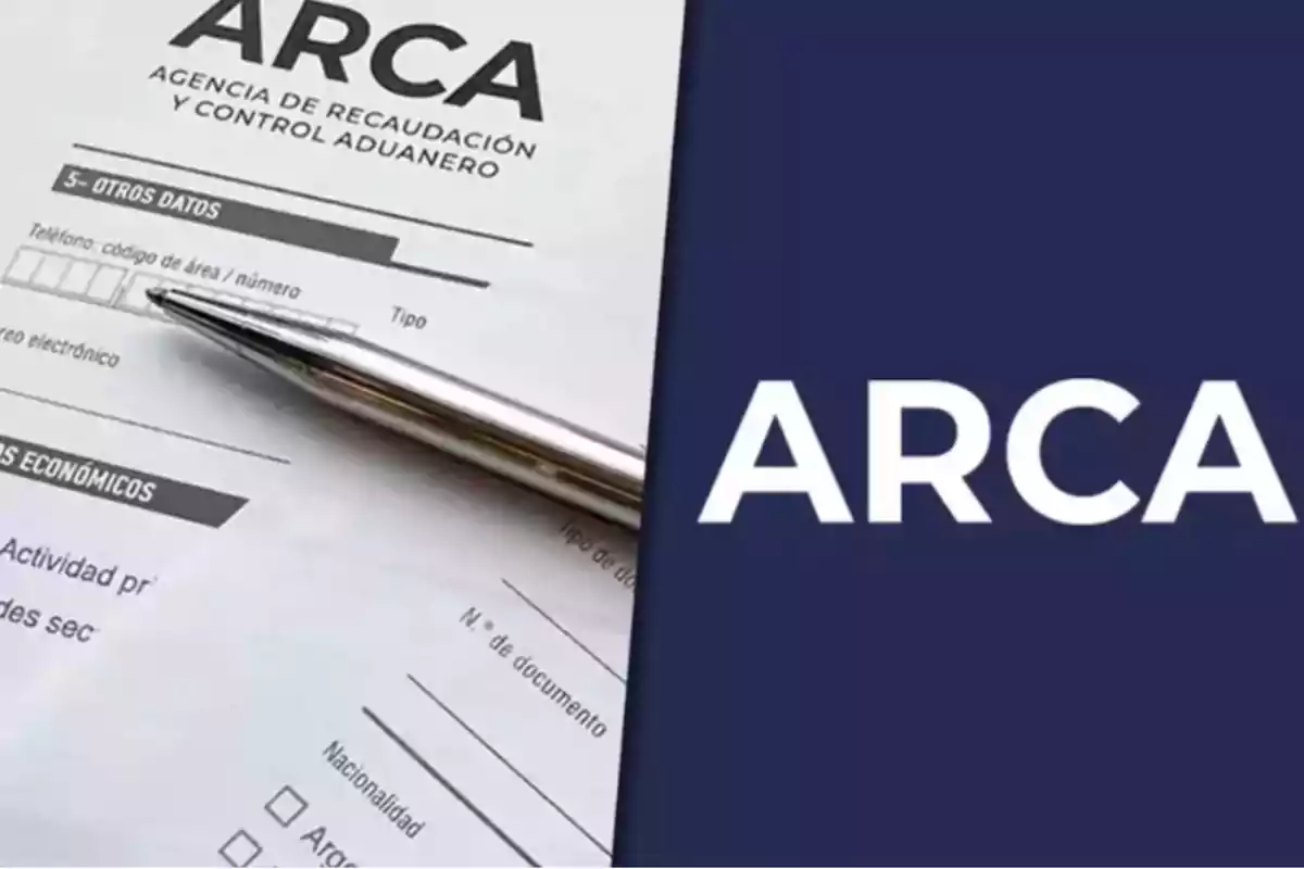 ARCA Revenue and Customs Control Agency form with a silver pen on the document and the ARCA logo on a blue background
