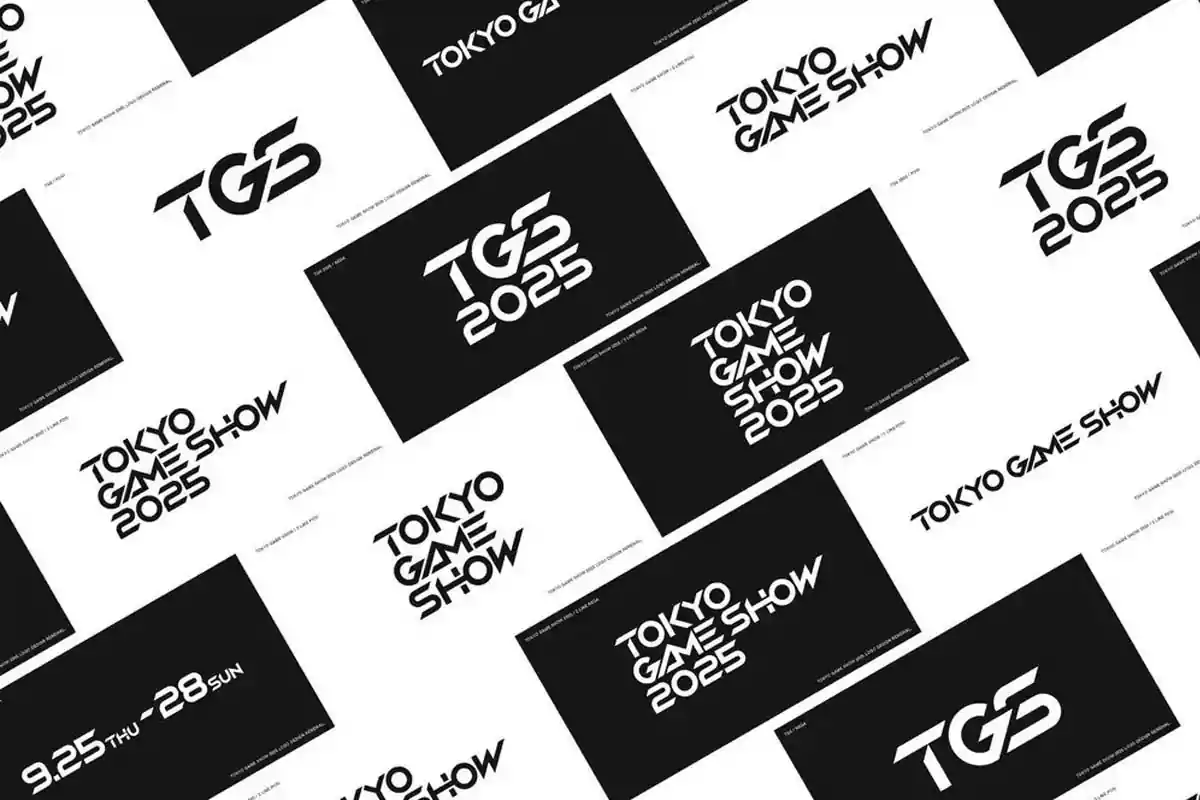 Repetitive black and white design with the texts Tokyo Game Show 2025, TGS 2025, and the date 9.25 thu - 28 sun Repetitive black and white design with the texts Tokyo Game Show 2025, TGS 2025, and the date 9.25 thu - 28 sun