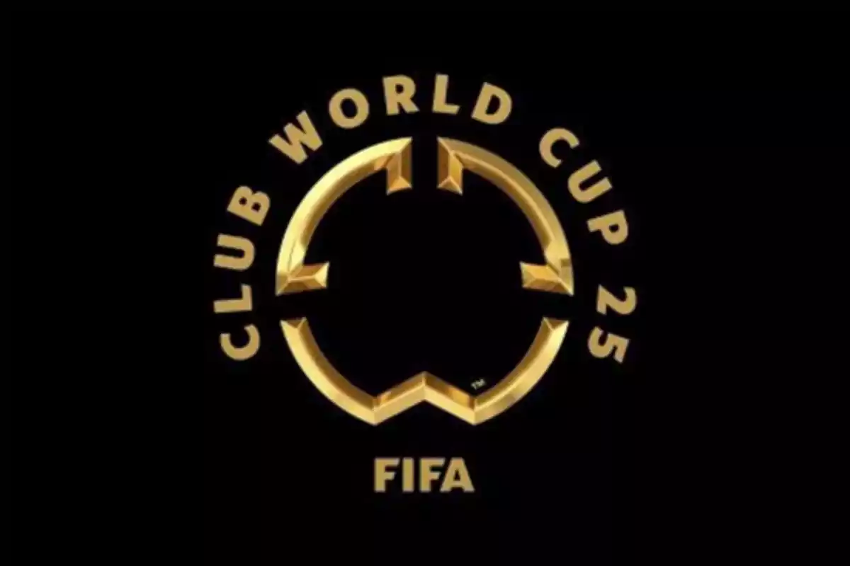 FIFA Club World Cup 25 gold logo on black background.