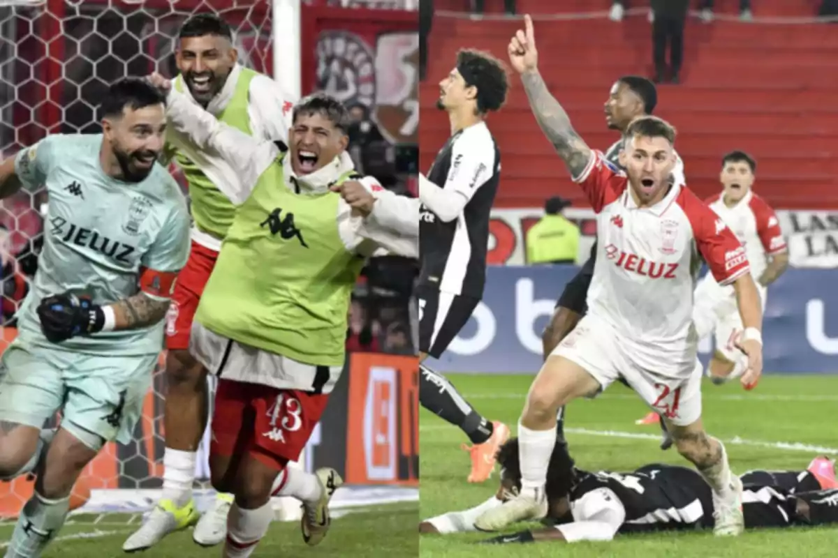 Soccer team players celebrate a victory on the field euphorically. Soccer team players celebrate a victory on the field euphorically.